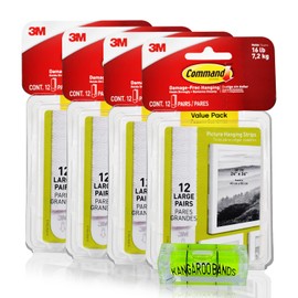 Picture Hanging Kit | 48 - Pairs Large Command Picture Hanging Strips | & Bubble Leveler | Perfect for Hanging Small & Large Frames, Photos, Pictures, Posters on Walls/Drywalls | No Nail/Hook Damage