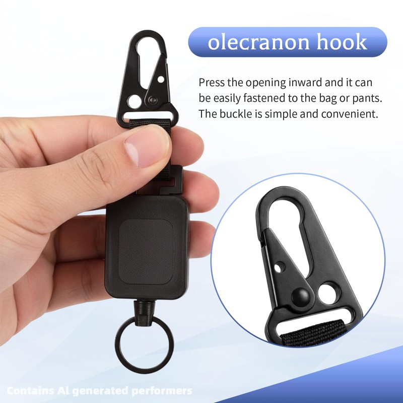 2-Pack Retractable CB Mic Holder, High-Elastic Keychain with Metal Clip