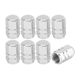VekAuto 8 Pcs Tire Valve Stem Caps, 10x17MM Car Wheel Valve Cap Universal for Car Bike Motorcycle Anti Crash Aluminum Alloy Silver Tone Tyre Valve Stem Cover Valve Dust Cap Tire Valve Cap
