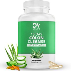 15-Day Colon Cleanse for Women – Natural Detox Pills with Herbs, Fiber & Probiotics for Gut Health, Bloating & Constipation Relief, 30 Capsules