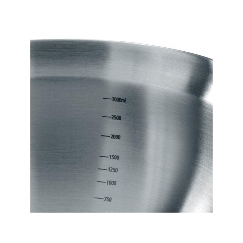 Brabantia 363863 Rührschüssel, Edelstahl mit hitzebeständigem Silikonboden 3.0 Liter