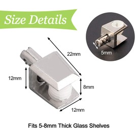 UFURMATE Glass Shelf Bracket, 40Pcs Adjustable Frameless Glass Shelf Bracket Pegs Zinc Alloy Trapezoid Glass Clamp Clips with Pin Wall Mounted Glass Shelf Holders Supports, for 5-8mm Thick Glass