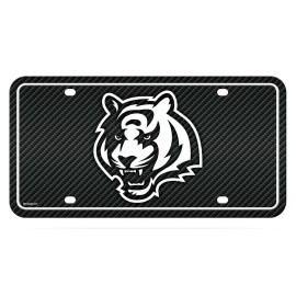 Rico Cincinnati Bengals Metal Auto Tag License Plate, Carbon Fiber Design, 6x12 Inch