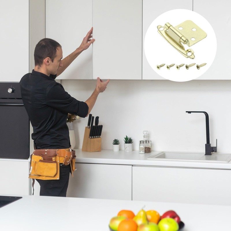 sourcing map Cabinet Kitchen Inset Hinges, 6Pcs 1/2" Overlay Semi-Concealed