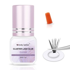 Lash Glue for DIY Eyelash Extension: Wendy, for Using at Home, 2-3 Sec Fast Drying, Strong Hold, Clear, 5ml, X5