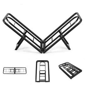 BiggerFire Steel Firewood Rack, Foldable 2FT Firewood Holder, Black, 24 x 9.44 x 11.08 inches, Indoor/Outdoor Fireplace Wood Storage