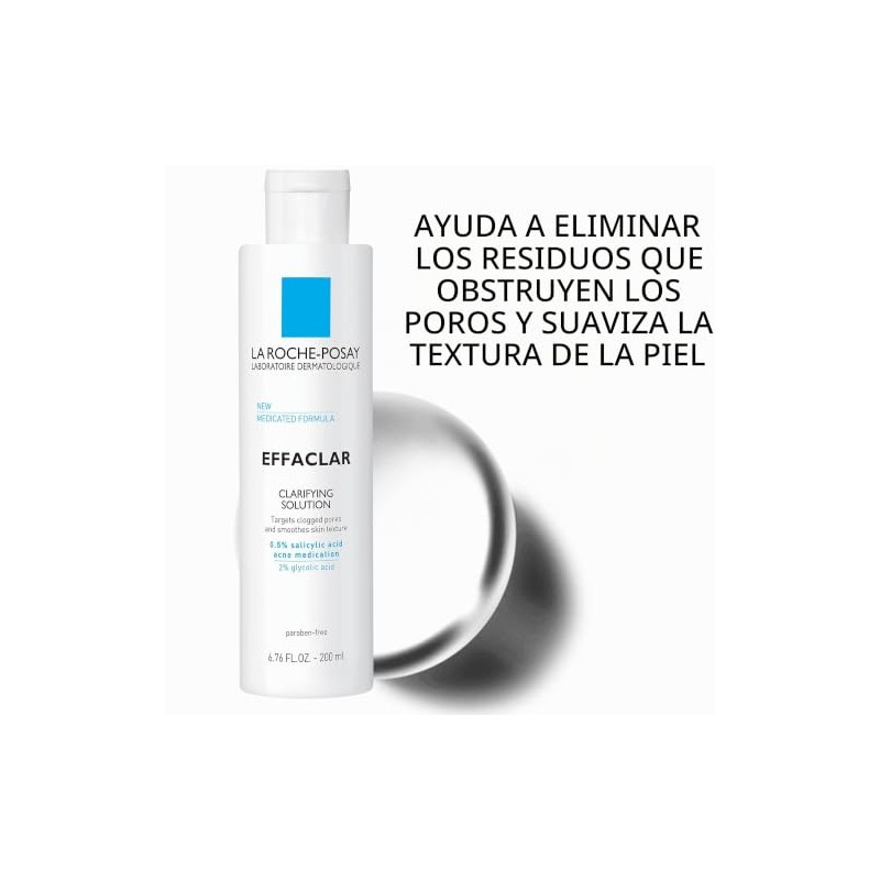 La Roche-Posay Effaclar Clarifying Solution Acne Toner with Salicylic Acid,