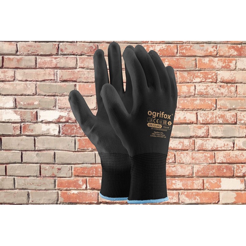 Ogrifox AJS LTD® 24 Pairs Black PU Coated Nylon Work