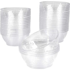MATANA 40 Small Clear Hard Plastic Bowls (150ml) - Mini Bowls for Individual Desserts, Dips, Sauces - Weddings, Birthdays, Kids’ Parties, Christmas, Picnic - Sturdy & Reusable