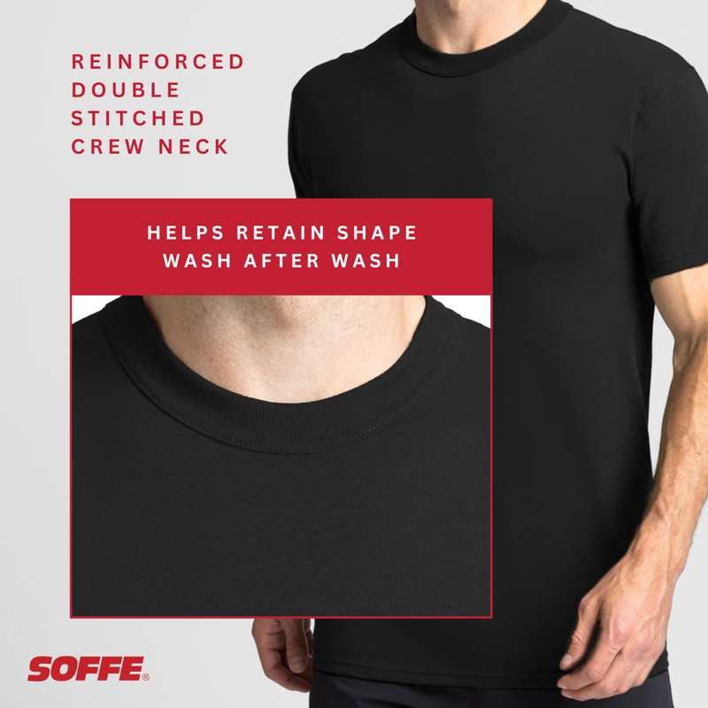 Soffe Mens 3 Pack 4.3 Oz Cotton Military Tee, Black,