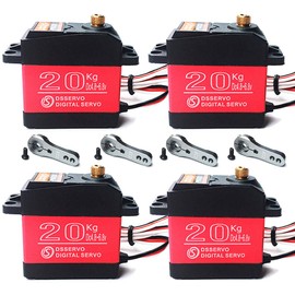 ANNIMOS Pack of 4 DS3218 Digital RC Servo Motor 20KG High Torque Full Metal Gear Waterproof for Baja Cars Robot DIY 270°