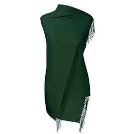 Pashmina Scarf Stole Shoulder Scarf for Women – Elegant & Very Soft – Made in Italy, dark green