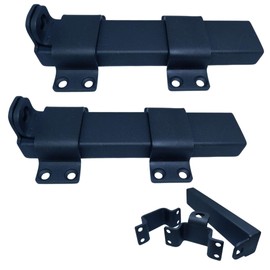 Slide Gate Latch, Heavy Duty Latch Lock with Padlock Hole, Suitable for Wooden Fences, Barn Door Lock, Outdoor Latch, Fence Gate, Courtyard, Shed Lock,Cottages, Cabinet, Matte Black (Style 1-M1-set 2)