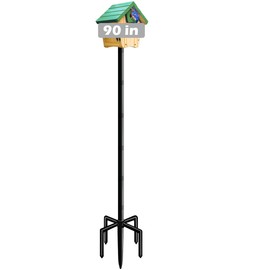 Mokeyder 90 Inch Bird House Pole Mount Kit, Adjustable Heavy Duty Bird Feeder Pole for Outdoors, Universal Mounting Post Set with 5-Prong Base, Black, 1 Pack
