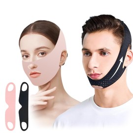 Anmahe Chin Strap for Sleeping 2pcs,Jaw Strap,Adjustable Reduce Anti Snoring Chin Strapanti Snoring,V Line Face Lifting Chin Mask Effect,Chin Strap Aid,with 2 Eye Masks