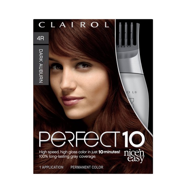Clairol Nice‘n Easy Perfect 10 Permanent Hair Dye, 4R Dark Auburn Hair Color, Pack of 1