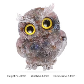 Nupuyai Owl Figure Decoration, Crystal Owl Stone Statue, Large Healing Stone Owls Gifts for Women, Resin Birds Animal Figure Witch Home Garden Decoration, Multicoloured