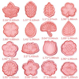 Set of 16 3D Flowers and Leaves Cookie Cutters, Flowers and Leaves Cookie Cutters Set, Flowers and Leaves Cookie Cutter for Flowers and Leaves Decoration, Cookie Cutters, Fondant Accessories, Baking