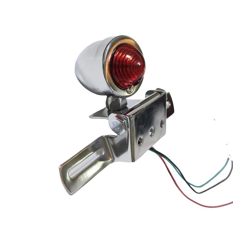 SZYUMO Red Lens Silver Motorcycle Tail Light Brake License Plate