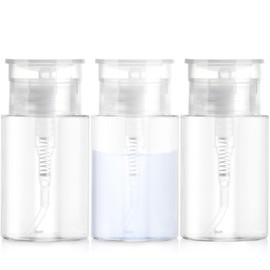Sonfon 3 Pack Push Down Pump Dispenser, Empty Push Top Bottles Containers for Nail Polish Makeup Remover Micellar Water Essence Dish Facial Toner 2oz/60ML