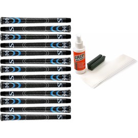 SuperStroke Cross Comfort Black/Blue Standard - 13 Piece Golf Grip Kit (with Tape, Solvent, Vise clamp)