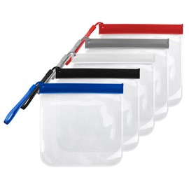 FuninCrea Travel Toiletry Bag, Transparent Toiletry Bag, Small Aeroplane Liquids Bag, 20 x 20 cm Toiletry Bag, Travel Essentials with Zips and Cords, multicoloured, Pack of 5