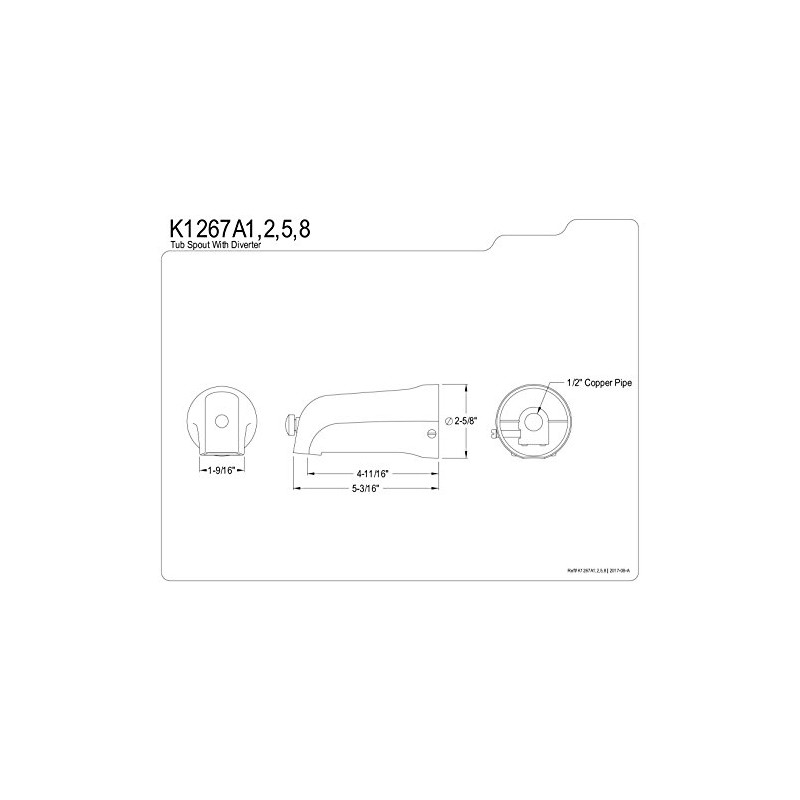 Kingston Brass K1267A5 Showerscape Tub Spout, Chrome