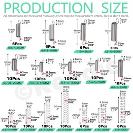 Keadic 128Pcs 16 Sizes Stainless Steel Compression and Extension Springs Assorted Set, 0.3/0.4/0.5/0.6/0.7/0.8/0.9/1/1.2mm Wire Diameter Small Mechanical Springs for Home Repairs