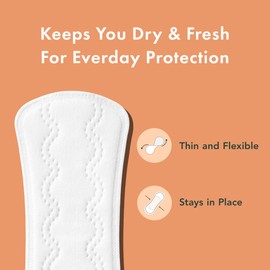 Rael Panty Liners for Women, Organic Cotton Cover - Regular Pantiliners, Light Absorbency, Unscented, Chlorine Free (Regular, 60 Count)