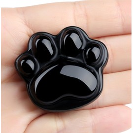 YATOJUZI Black Obsidian 1.5" Cat Paw Worry Stones for Anxiety Natural Crystals and Healing Stones Worry Stone Anxiety Relief Items Meditation Accessories Stress Relief Cat Gifts for Women Cat Lovers