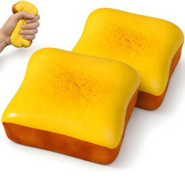 2 Pack Bread Squishy, Slow Rising Squishy Toast, Cute Fidget Toys for Desk Breaks, Palm-Size Squeeze Toy, Party Favor Gift, Stocking Stuffer