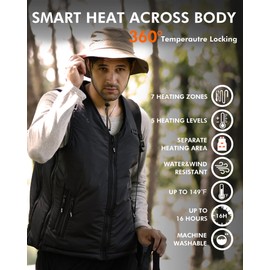 ARRIS Heated Vest for Men, 7.4V Electric Size Adjustable Heating Vest for Hunting, Camping