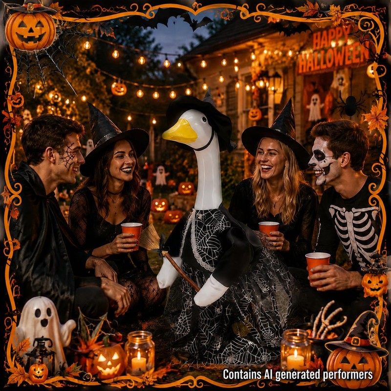 Halloween Goose Outfit Clothes,Hat,Skirt,Broom, Set for 23 Inch Cement Geese