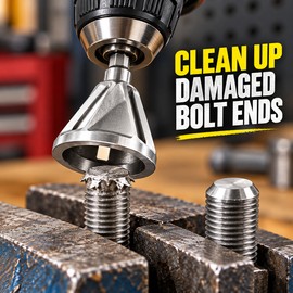 5 Pack Stainless Steel External Deburring Chamfer Tools with 7mm Hex Shank for Bolts and Threaded Rods