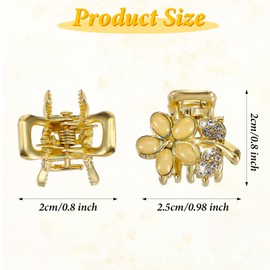 HJZHII 6PCS Rhinestone Mini Claw Clips, Metal Small Hair Claw Clip Opal Rhinestone Hair Clamps Sparkling Floral Small Clip for Women Girls