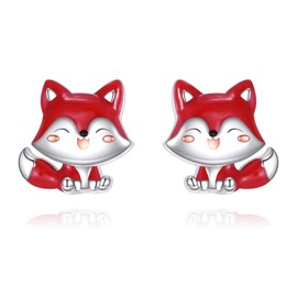 VONALA 925 Sterling Silver Fox Earrings for Women Animal Stud Earrings Fox Jewelry Gifts for Animal Lovers