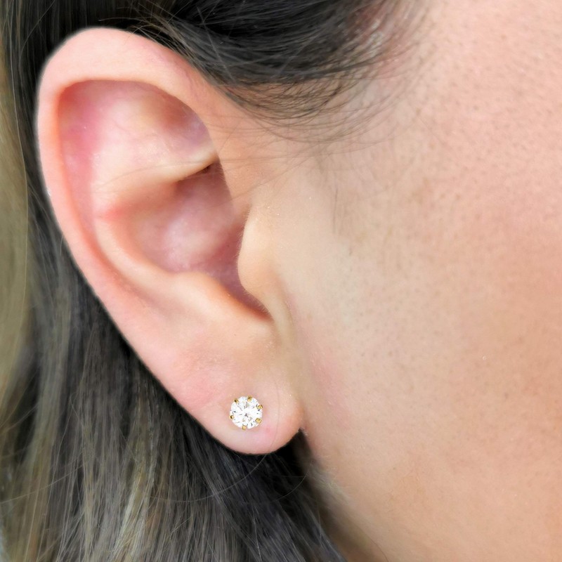 Aretes Cristal Zirconia de 5mm - Chapa de Oro Calidad