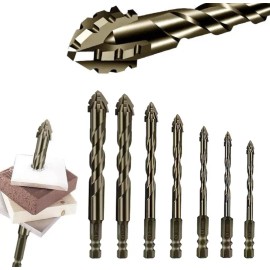 7pcs Drill Bit Set – Tile Ceramic Glass Marble Concrete Stainless Steel Drill Bits 3mm–12mm, Serrated Eccentric Dry Cutting, Multi-Material Hole Saw Set