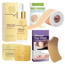 4 Piezas Kit Eliminar Cicatrices Piel Rostro Cuerpo Serum Reparador Cicatrices Anti Manchas Poro Rollo Cinta Silicona Anti Cicatrices Reparación Marcas Piel