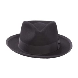 Stetson Mens Wool Felt Whippet Fedora Hat (Black, Large)