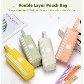 FLY CHOICE Big Capacity Pen Case Large Pen Pouch Bag, Durable Oxford Materials, Zipper Open Bag. Double Layer Marker Bag for Office Adult. (L.PINK)