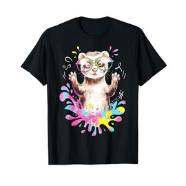 Ferret Splash Art Pet Lover Gift Funny Illustration T-Shirt
