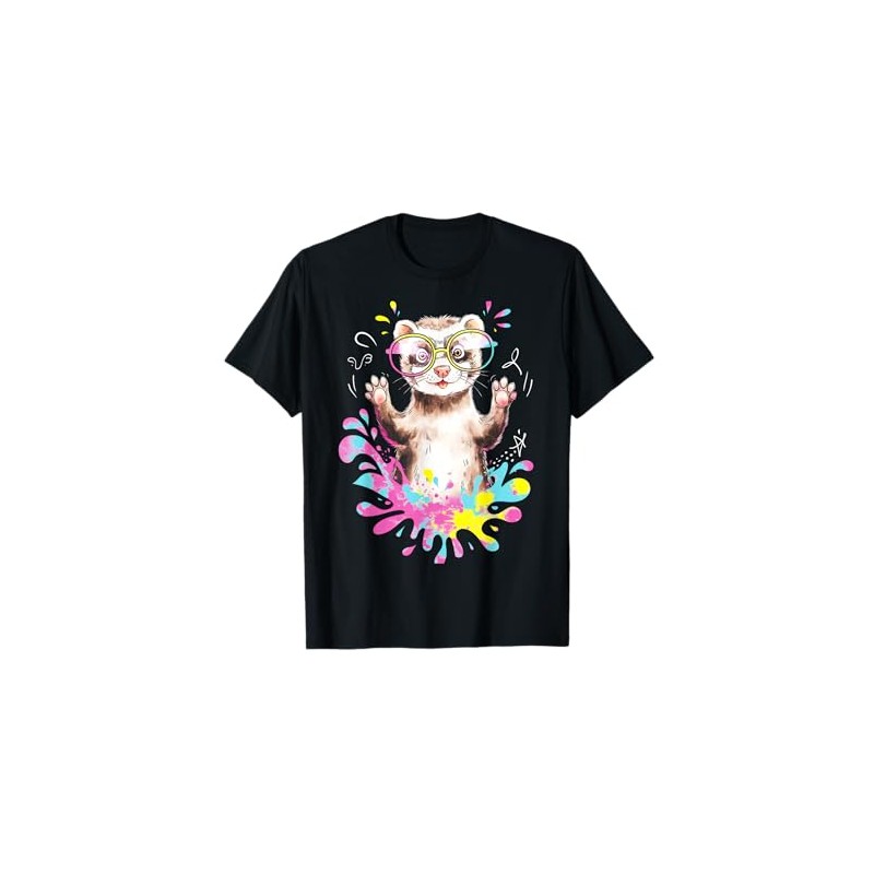 Ferret Splash Art Pet Lover Gift Funny Illustration T-Shirt
