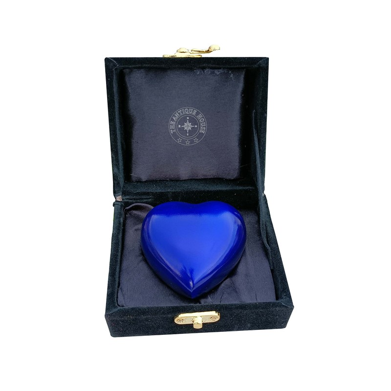 Blue Cremation Urn for Ashes Keepsake Heart Urn with Black