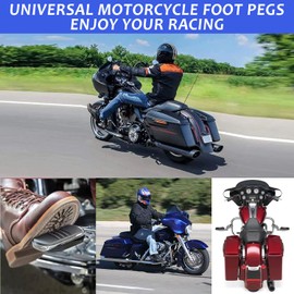 HOKUOTOLITE Short Angled Adjustable Highway Footpegs,1.25inch Highway Engine Guard Foot Pegs for Harley Davidson Touring Electra Road Glide Road King Street Glide Softail Sportster