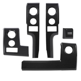 PIT66 Center Console Dashboard Panel Cover Trim Bezels Compatible with Ford F150 2009-2014 Polished Black Carbon Fiber