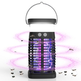 Solar Bug Zapper Outdoor Waterproof:Mosquito Repellent Outdoor Patio, Fly Trap Indoor, 4000mAh Mosquito Killer with LED Colorful Light and Cleaning Brush for Home Kitchen Garden Camping Essentials