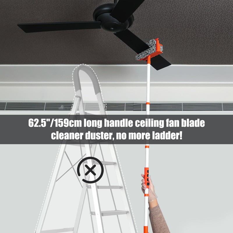 Qaestfy Ceiling Fan Cleaner Duster with 62.5‘’ Extendable Long Handle