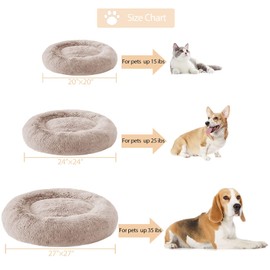 WNPETHOME Calming Dog Bed & Cat Bed,Small Dog Bed Donut Design Faux Fur Anti-Anxiety Dog Bed,Fluffy Dog Cushion Pet Bed for Small Dogs and Cats (20 x 20 Inch, Brown)