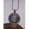 HAQUIL Seal of Solomon Necklace, Silver Plated Stainless Steel 12